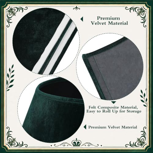 Skylety Dark Green Velvet Christmas Tree Collar 24‘’ Tree Base Cover - Image 3