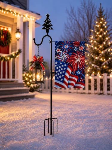 Garden Flag Stand Kit with Flag & 12 Seasonal Metal Decorations - Image 6
