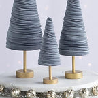 Gray Pedestal Velvet Trees Set of 3, Modern Mantel Décor, Blue Neutral Home Accent, Valentine Tabletop, Artisan Wedding Centerpiece, Made in USA (Gray) - Image 4