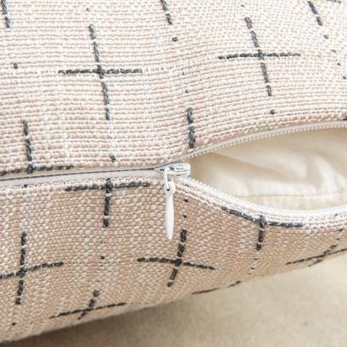 MIULEE Pack of 2 Decorative Burlap Linen Christmas Throw Pillow Covers Modern Farmhouse Pillowcases Rustic Woven Textured Cushion Cover for Sofa Couch Bed 22x22 Inch Beige - Image 3