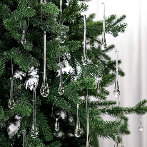 66 Pcs Clear Glass Teardrop Christmas Ornaments,4 Medium Size by LOYIM