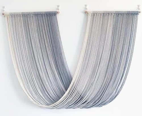 QULBUJ Dip Dye Large Macrame Wall Hanging Tie-Dye Yarn Tapestry Home Boho Wall Decor Ombre Art Headboard Bedroom Living Room 52" Wx34 L,Grey by Unknown