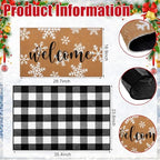 Tinideya 2 Pcs Christams Snowflake Door Mat Outdoor Winter Welcome Mat - Image 2