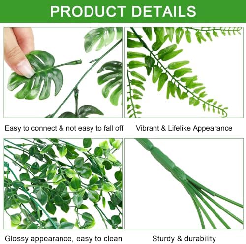 Riceshoot 24 Pcs Artificial Hanging Plants 8 Styles Realistic Hanging Fake Plants Eucalyptus Fake Wall Plants Ferns Faux Ivy Vines Flowers Leaves Greenery Garland Decor for Indoor Home Outdoor Wedding - Image 3