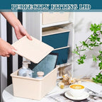 Menkxi 4 Pcs Storage Bins with Lids, Beige, Blue, Small - Image 4