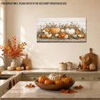 WAXWHELK Pumpkin Fall Canvas Wall Art, Autumn Thanksgiving Rustic Farmhouse Painting Pictures, Floral Pumpkin Artwork for Living Room Bedroom Home Decor (24"x47") - Image 3