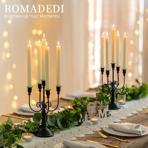 Romadedi Halloween Candelabra, Black 5-Arm Candle Holder 11.8", Set of 6 - Image 6