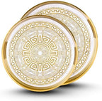 HOME ARCHIVE Round Serving Tray with with Handles Antique Look & Stylish Design Decorative Trays for Kitchen Round Ottoman Tray for Dinning Living Room & Home Decor Pack of 2 (Gold) by HOMEARCHIVE