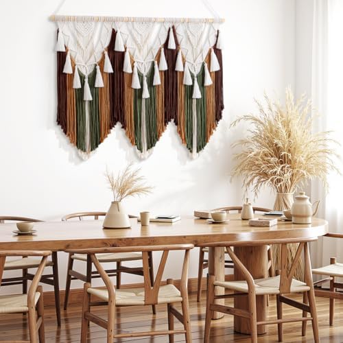 Large Macrame Wall Hanging Boho Brown Tassel Woven Tapestry Wall Art Decor - Image 5