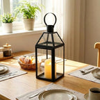 JHY DESIGN Black Decorative Lanterns 16“H Decorative Candle Lantern with Tempered Glass for Indoor Outdoor Events Parities and Weddings by JHYDESIGN