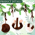 Chivao 69 Pcs Jungle Party Decoration Include 8 Hanging Plush Monkey Stuffed Animal, 10 ft Artificial Rattan, 50 Palm Leaves with 10 Fake Ivy Vine for Classroom Birthday Party Favor(Dark Brown) - Image 5