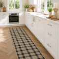 JTJ Easy Jute Kitchen Runner Rug 2'6" x 10', Black & Beige Plaid, Washable by JTJ