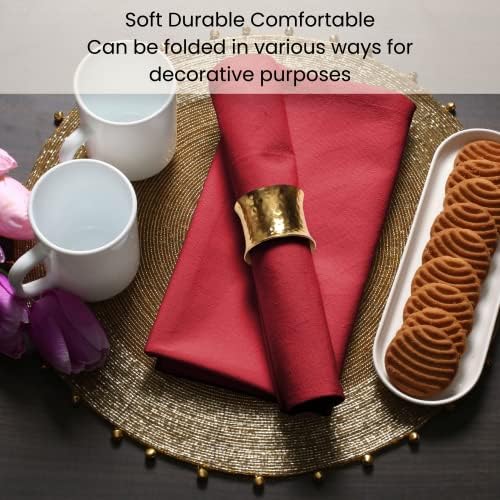 Cotton Clinic Cloth Dinner Napkins - Perfect Everyday Use Table Napkins - Soft Durable Washable - Ideal for Party Wedding Christmas Easter - Set of 12-20x20 inches Red Napkins - Image 5