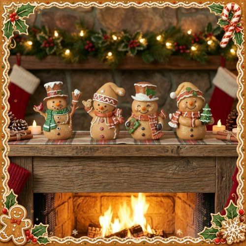 Thyle 4 Pcs Christmas Gingerbread Snowman Figurines Decorations - Image 5
