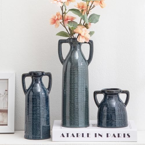 Ceramic Vase Set of 3, Rustic Flower Vases for Home Decor by Letsupgradeyourhome