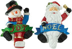 Northlight Santa Noel and Snowman Joy Glitter Christmas Stocking Holders - 5" - Set of 2 by Northlight