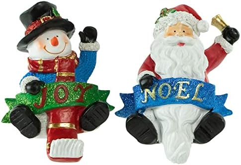 Northlight Santa Noel and Snowman Joy Glitter Christmas Stocking Holders - 5" - Set of 2 by Northlight