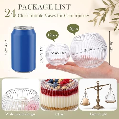 24 Pack Glass Bubble Vases Bulk, Small Flower Bud Vases Bulk - Image 3