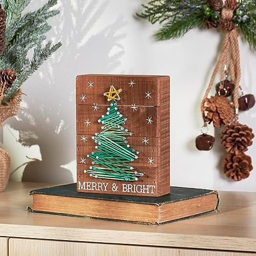 Primitives by Kathy Slat String Art Box Sign, Merry & Bright - Image 3