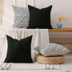 HPUK Throw Pillow Covers 18x18, 4 Pack, Black Textured Couch Pillow Covers - Image 5