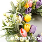 HomeKaren Tulip Spring Wreaths for Front Door 22 Inch, All Season Floral Wreath for Outdoor Indoor Flower, Easter Door Wreath for Spring Summer Easter Home Decor - Image 3