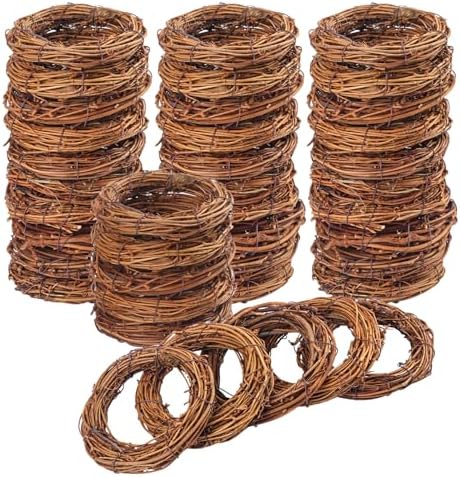 40 Pieces 4 Inch Natural Grapevine Wreath, Small Grapevine Wreaths, Vine Branch Wreath, for Christmas, Weddings, DIY Crafts, Parties and Festive Holiday Ornaments by KUKLIPJIM
