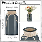 12 Pack Mason Jar Vases for Centerpieces, Black Glass Flower Vase - Image 2