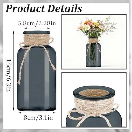 12 Pack Mason Jar Vases for Centerpieces, Black Glass Flower Vase - Image 2