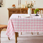 Gingham Tablecloth Rectangle Pink, 60" x 120" by Unknown