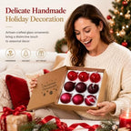 FoldTier 9pcs 3" Colorful Glass Ball Christmas Tree Ornament, Burgundy - Image 2