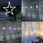 Star Curtain Lights for Bedroom - Plug-in 9ft 138 LED Fairy Twinkle Lights with 12 Star Drops, Connectable Window Lights with Remote 8 Lighting Modes for Indoor Xmas Ramadan Decoration, White - Image 4