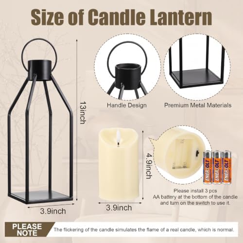 Novabright 6 Pcs Farmhouse Lantern Decor Set Candle Lanterns Simple Lines - Image 2