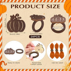 Roshtia 24 Pcs Wooden Fall Napkin Rings Thanksgiving, Pumpkin - Image 3