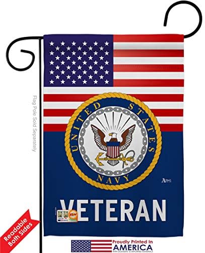 US Navy Veteran Garden Flag - Pack Armed Forces USN Seabee United State American Military Retire Official USA Vintage Applique - House Banner Small Yard Gift Double-Sided Made in 13 X 18.5 - Image 2