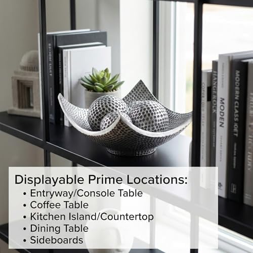 Seraphic Coffee Table Decor, Decorative Centerpiece Scoop Bowl, Silver - Image 4