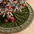 Skylety 48" Velvet Christmas Tree Skirt with Faux Fur Trim,Dark Green by Skylety