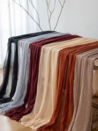 6Pcs Halloween Holiday Black Cheesecloth Table Runner 120 Inch for Decor - Image 5