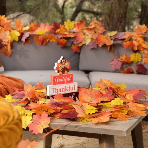 CQURE 18 Pack Fall Leaf Garland, Total 140 Ft Artificial Fall Maple Leaves Autumn Vines Garland Thanksgiving Decor for Home Fireplace Party - Image 5