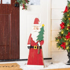 Glitzhome 30"H Christmas Chunky Wood Santa Porch Sign,Standing Santa Porch Decor,Rustic Merry Christmas Welcome Sign for Holiday Party Outdoor Indoor Xmas Decorations by Glitzhome