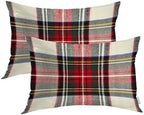 Batmerry Scottish Tartan Pillowcases,Green Wool Plaid Symmetric Square Fashion Decorative Bed Pillowcases Digital Printing Blended Fabric Bedroom Set Hidden Zipper on Short Side 20X26 in by Batmerry