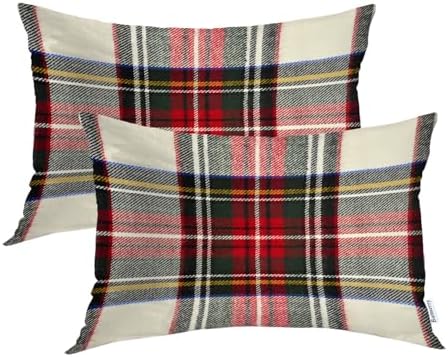 Batmerry Scottish Tartan Pillowcases,Green Wool Plaid Symmetric Square Fashion Decorative Bed Pillowcases Digital Printing Blended Fabric Bedroom Set Hidden Zipper on Short Side 20X26 in by Batmerry