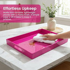 Large Decorative Tray, Rectangular Serving Tray with Handles, Plastic Coffee Table Tray for Ottoman, Living Room, Kitchen Tabletop, Rose Pink, 15.7” x 11.8” x1.6” - Image 7