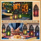 Mumufy 6 Pcs Moroccan Lantern Ramadan Lantern Eid Mubarak Decor, Black - Image 4
