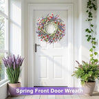 LZNPA 26 Inch Large Lavender Wreath for Front Door Greenery Summer Spring Wreaths for Front Door Wreaths for Front Door All Seasons for Wedding Farmhouse Wall Porch Window Decor(Red Pink Lavender) - Image 7