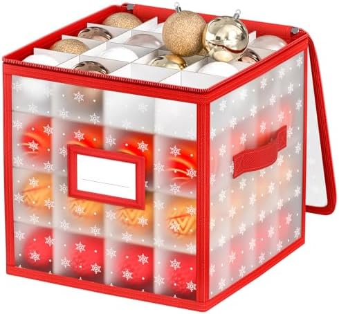 Christmas Ornament Storage Box, 64 Ball Container with Adjustable Dividers - Image 4