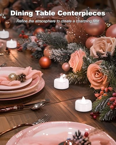 merrynights LED Candles, Tea Lights Candle Battery Operated, 100-Pack 200+Hours Flameless Tealight Candle, Realistic Tea Lights for Halloween Christmas Wedding, Pure White Light - Image 4