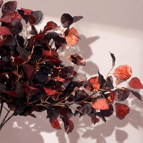 Wavwavw 6 Pcs Burgundy Fall Artificial Leaf Branch, 39" Autumn Stems Decor - Image 3