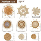 9 Pcs Boho Wall Basket Decor, Rattan Wicker Boho Wall Decor, Hanging Woven Basket Wall Decor, Round Handmade Wall Art for Living Room Bedroom Display Table Settings Home Christmas Decoration (Wood) - Image 2