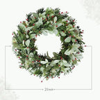 24 Inch Artificial Wreaths for Front Door, Winter Spring Decoration Wreath with Red Berry and Lamb Leaves, Evergreen Natural Wreath for Indoor Outdoor Farmhouse Festival Home Decor - Image 7