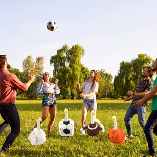 Abbylike 4 Set Football Porch Goose Outfit Lawn Baseball Goose Costume Rugby Basketball Porch Game Day Clothes for 23" H Statue Patio Yard Party Celebrations Decor - Image 2